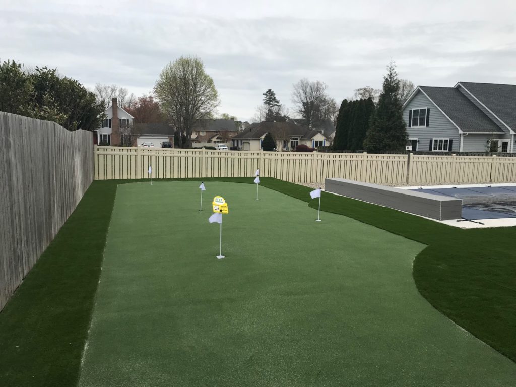 Mini Golf area in backyard of a home
